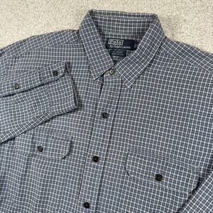 Vintage Polo Ralph Lauren G.I. Shirt Flannel Button Up Men's Size L Plaid Check